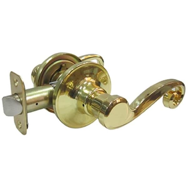 Taiwan Fu Hsing Industrial 222024 Tru-Guard Hall & Closet Reversible Scroll Lever Passage Lockset; Polished Brass 222024 - main
